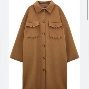 COPY - NEW without tag Zara Wool Blend Overshirt Taupe Brown XS 8491/226